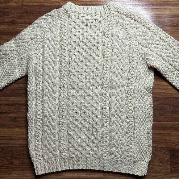 Vintage Blue Pacific Sweater Mens Medium Ivory Cable-Knit 100% Wool New Zealand - Picture 6 of 6